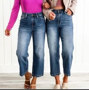 Judy Blue Wide Leg Cropped Jeans Women's 11/30 Effortless Stretch Medium Wash